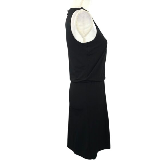 White House Black Market Beaded Neck Tank Dress XS Boho Embellished Cocktail LBD - Picture 11 of 16